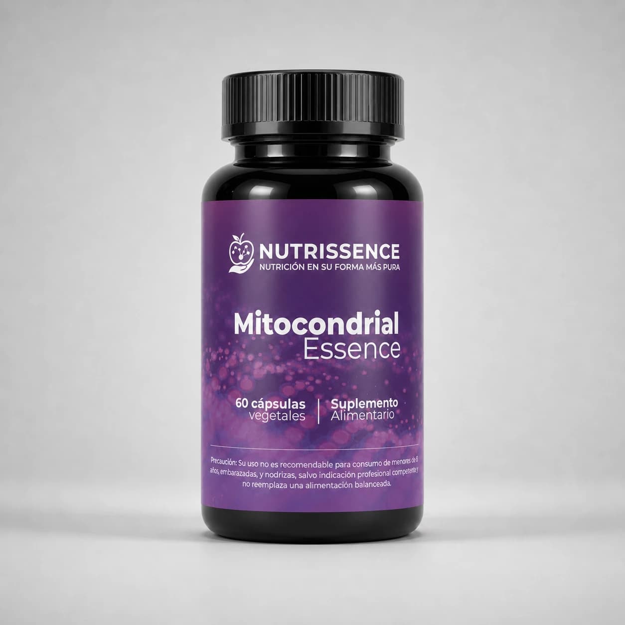 Frasco de Mitocondrial Essence de Nutrissence para soporte de energía celular y función mitocondrial.