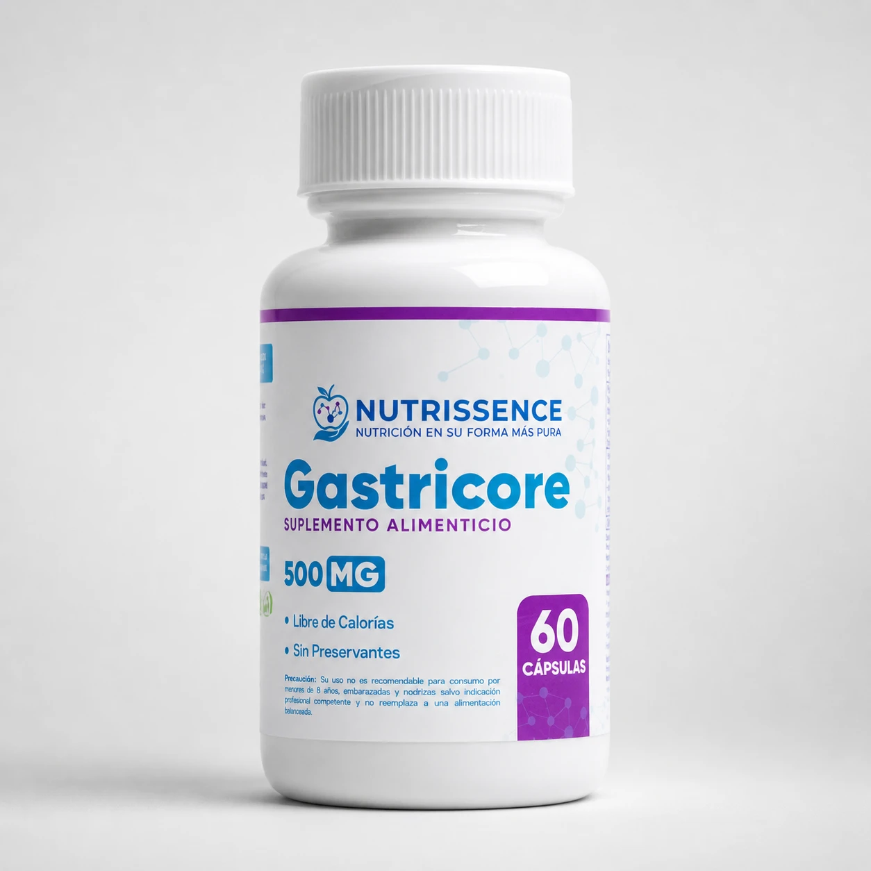 Frasco de Gastricore de Nutrissence para soporte digestivo y regeneración de barrera intestinal.